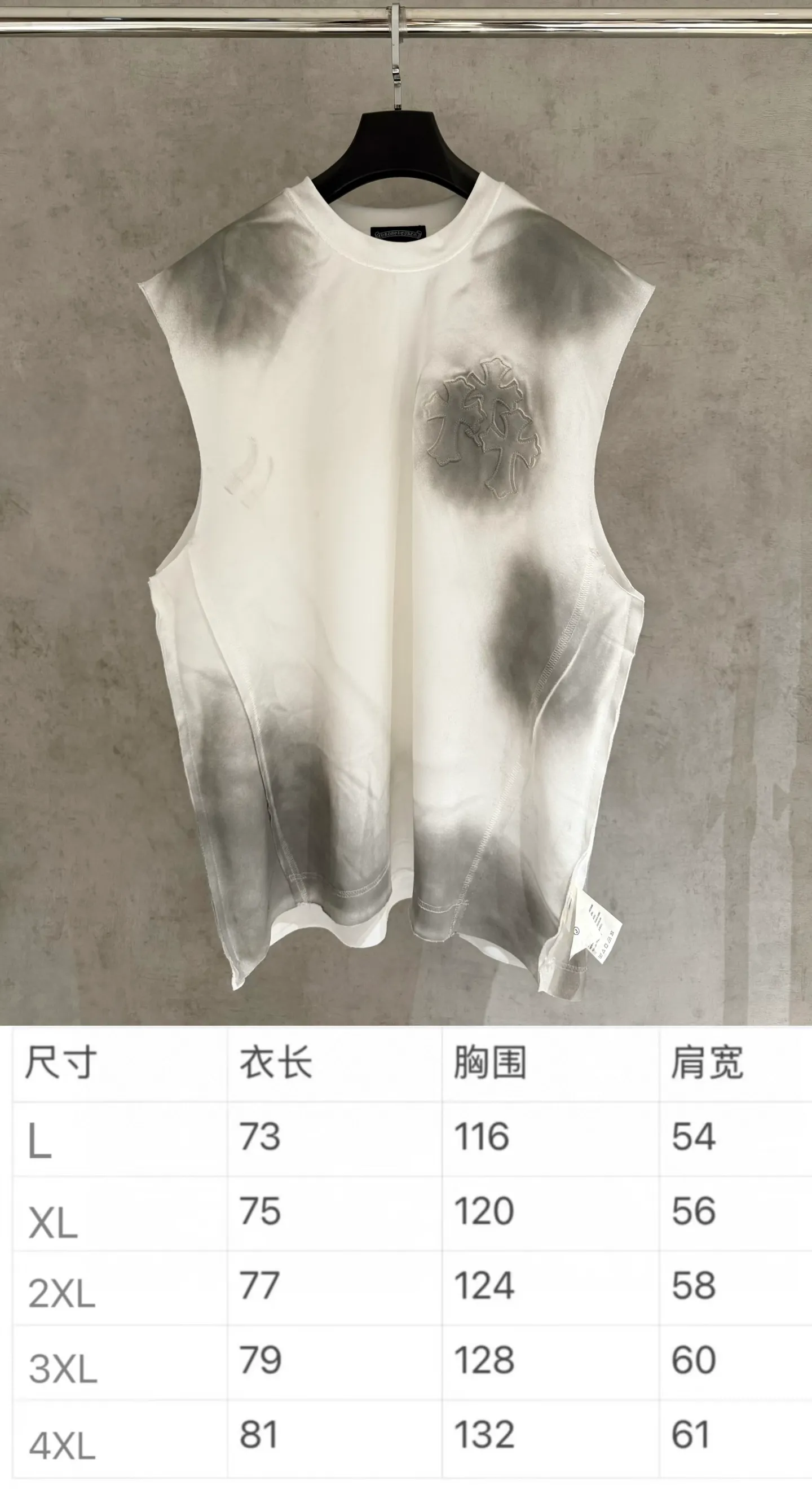 🅿️200 [Strict quality control] CH Crow Heart Sleeveless Round Neck T-shirt 320g heavy-duty composite fabric The upper body is wide and stylish Ice-feeling experience on the inside Waist side splicing tailoring Spray horse slip plus burning process The oversize version highlights the trendy design Size: L-4XL